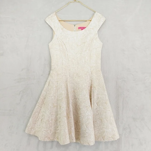 BETSEY JOHNSON Metallic Detail Fit And Flare Dress P805 - Picture 2 of 8